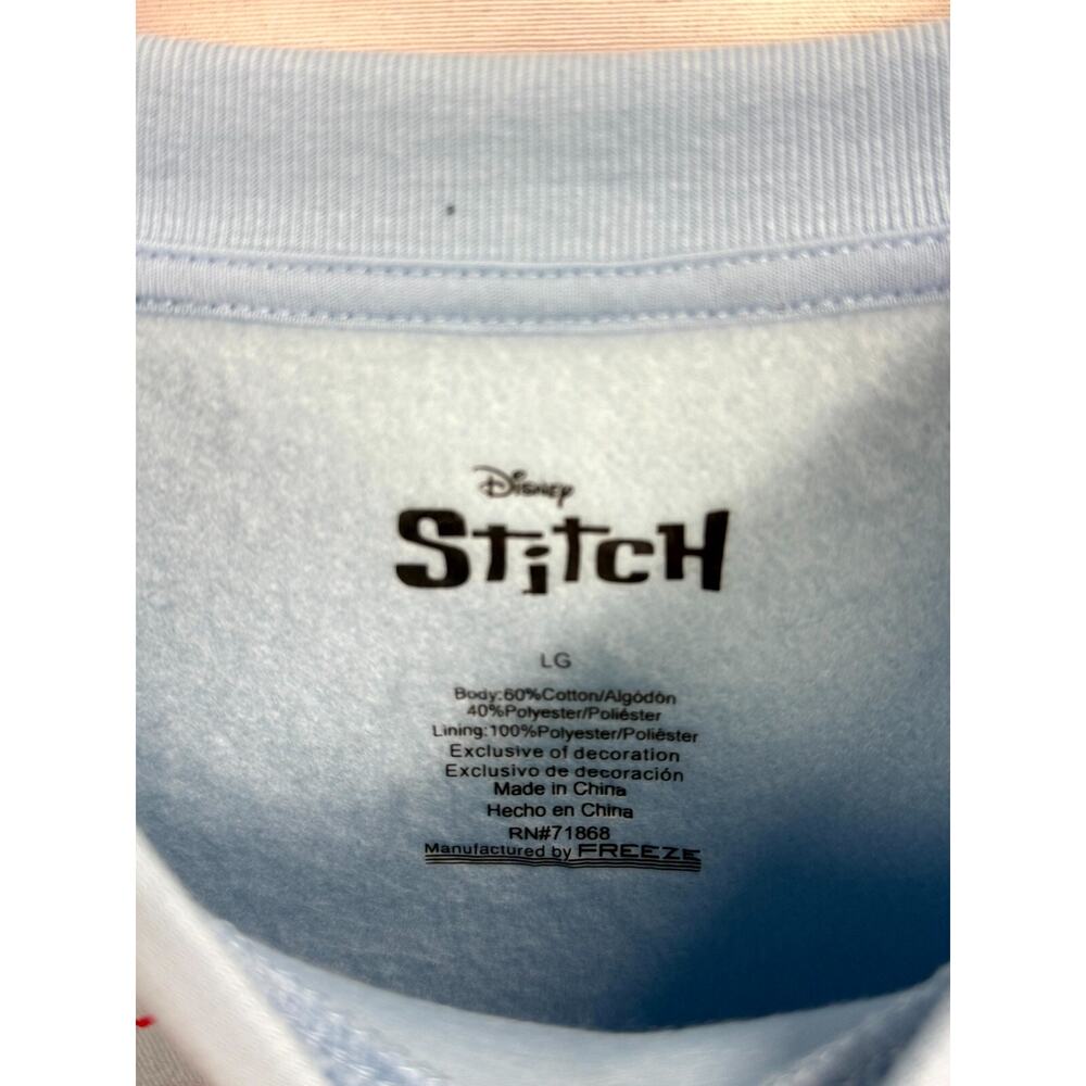 Disney Stitch Merry Stitchmas Christmas Sweatshirt Mens Large Blue Crew Neck - Picture 7 of 11